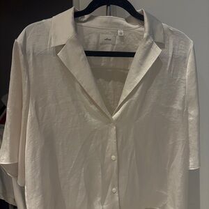 Aritzia WILFRED CREAM SILK Button-Up Blouse